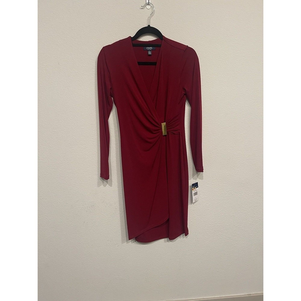 Chaps Sheath Dress Red 3/4 Sleeve sz 4